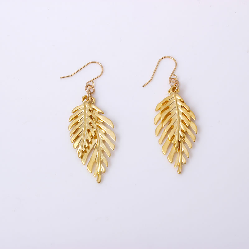 Fashion Gold Color Leaf Decorated Pure Color Earrings,Drop Earrings