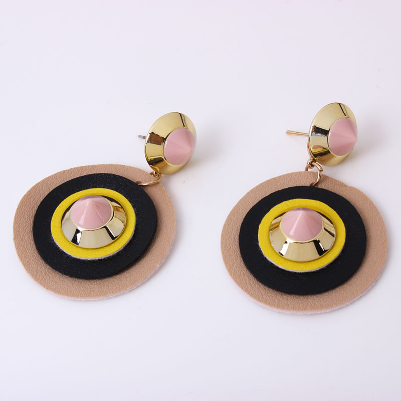 Fashion Red+black Color Matching Design Round Shape Earrings,Drop Earrings