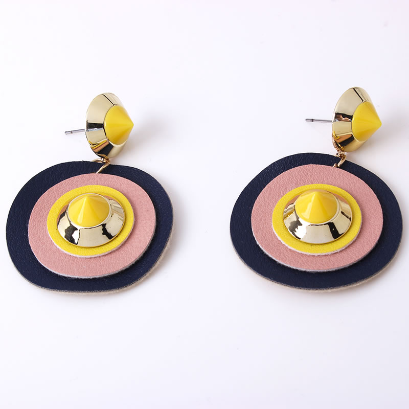 Fashion Red+black Color Matching Design Round Shape Earrings,Drop Earrings