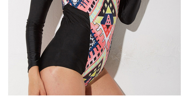 Sexy Black Geometric Shape Pattern Design Swimwear,One Pieces