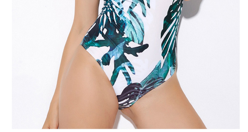 Sexy Green Leaf Pattern Decorated One-piece Swimwear,One Pieces