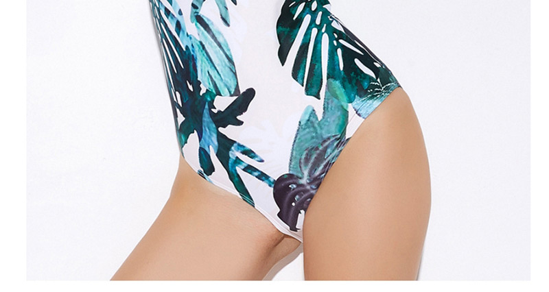 Sexy Green Leaf Pattern Decorated One-piece Swimwear,One Pieces