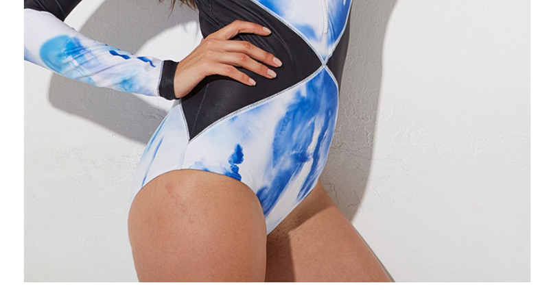 Sexy Blue Long Sleeves Design One-piece Swimwear,One Pieces