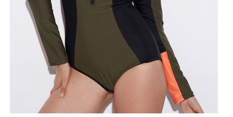 Sexy Olive Long Sleeves Design One-piece Swimwear,One Pieces