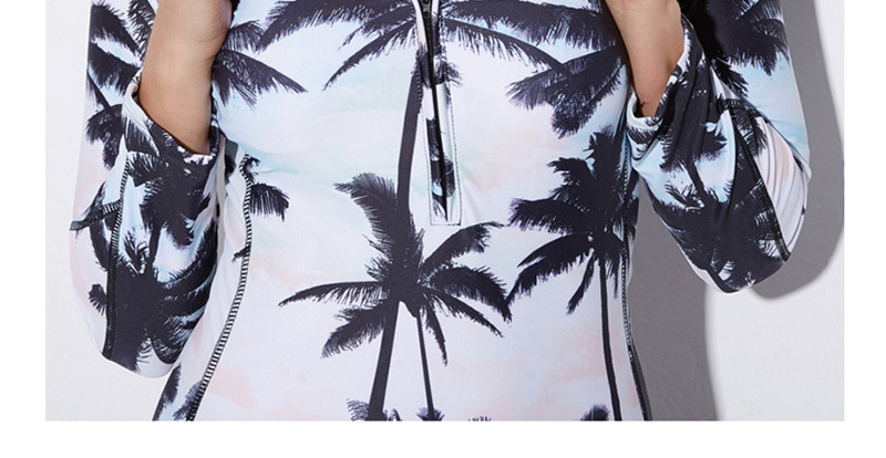 Sexy White Coconut Tree Pattern Decorated Swimwear,One Pieces
