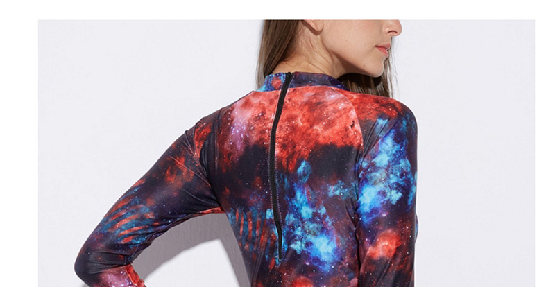 Sexy Multi-color Color Matching Design Long Sleeves Swimwear,One Pieces