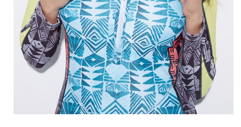 Sexy Blue Geometric Shape Pattern Design Swimwear,One Pieces