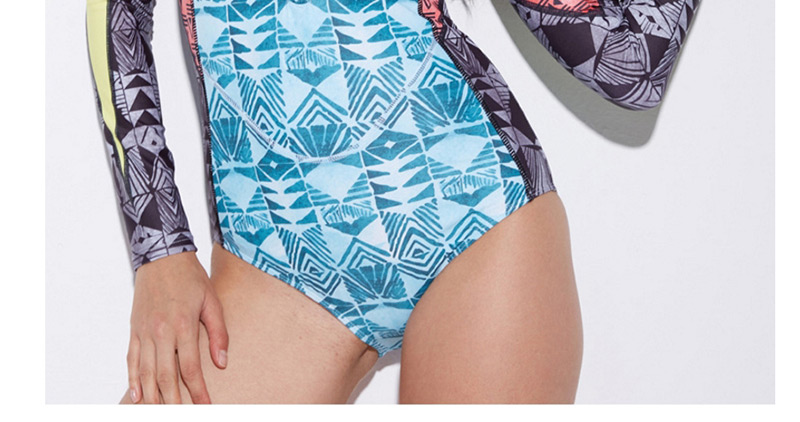 Sexy Blue Geometric Shape Pattern Design Swimwear,One Pieces