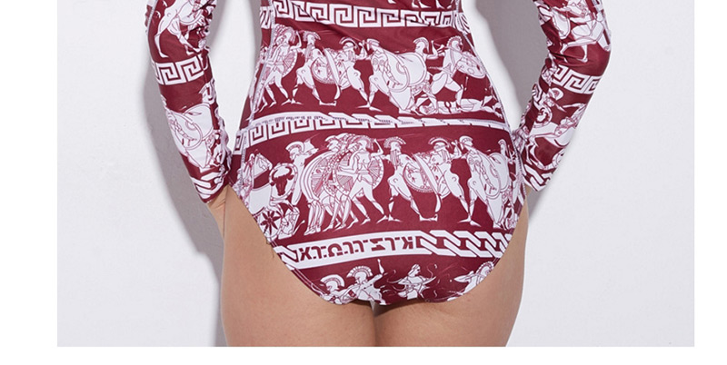Sexy Claret Red Cartoon Pattern Decorated Simple Swimwear,One Pieces