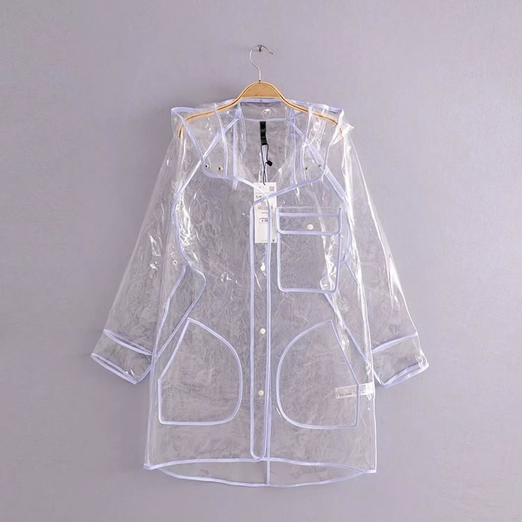 Fashion White Pure Color Design Waterproof Windcoat,Coat-Jacket