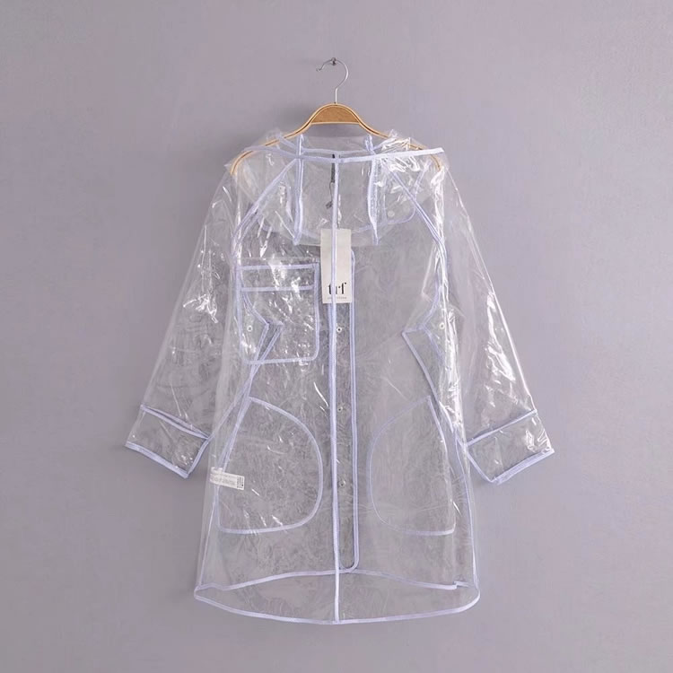 Fashion White Pure Color Design Waterproof Windcoat,Coat-Jacket