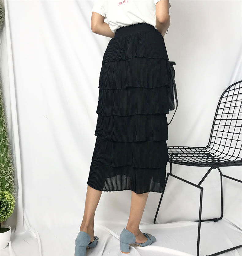 Fashion Black Pure Color Design Multi-layer Skirt,Skirts