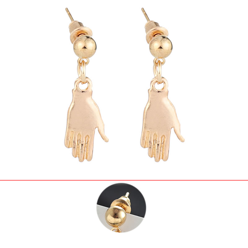 Elegant Gold Color Palm Pendant Decorated Pure Color Earrings,Drop Earrings