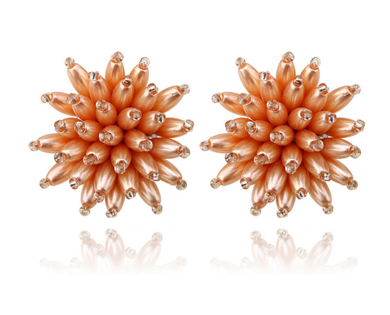 Trendy Orange Flowers Decorated Pure Color Earrings,Stud Earrings