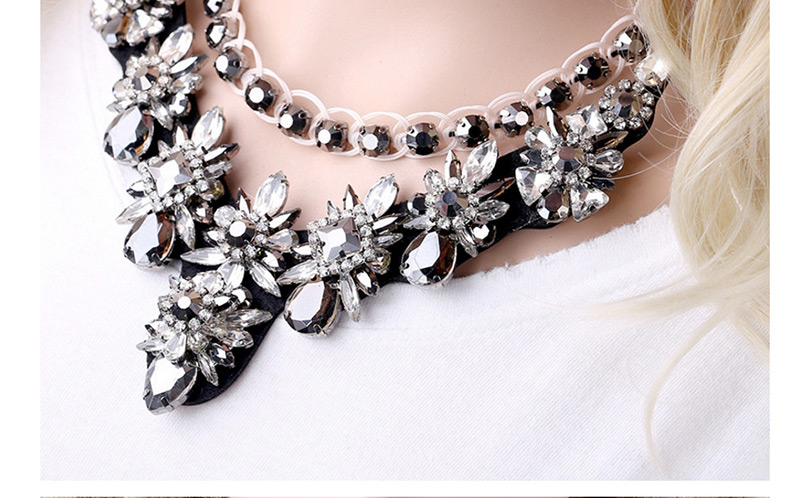 Trendy Black Pearls&diamond Decorated Double Layer Necklace,Pendants