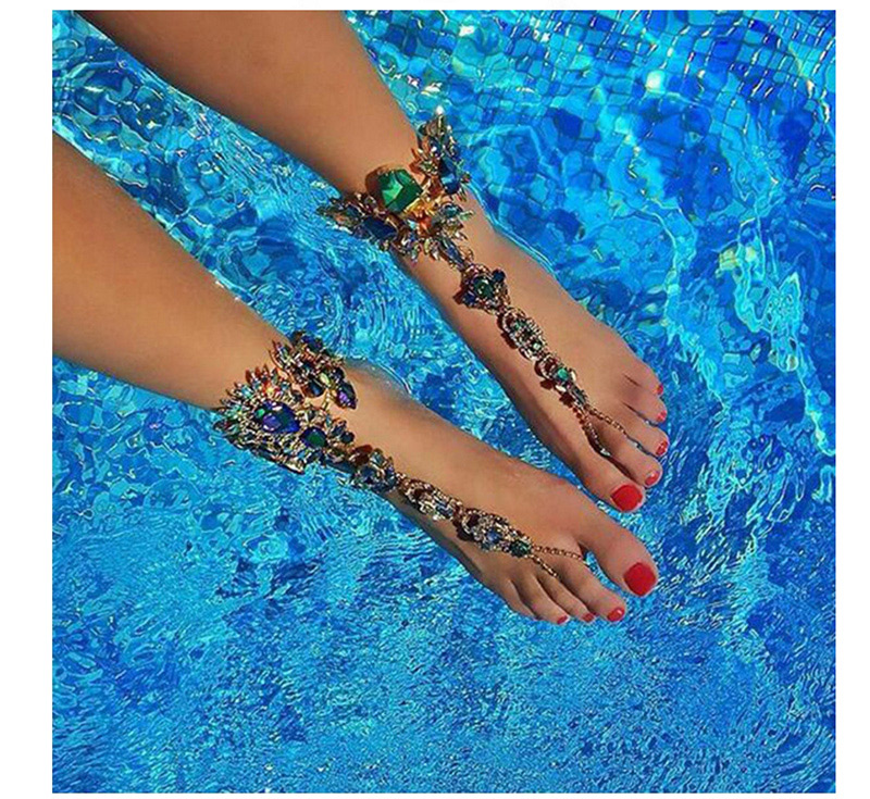 Trendy Multi-color Flower Decorated Color Matching Anklet,Fashion Anklets