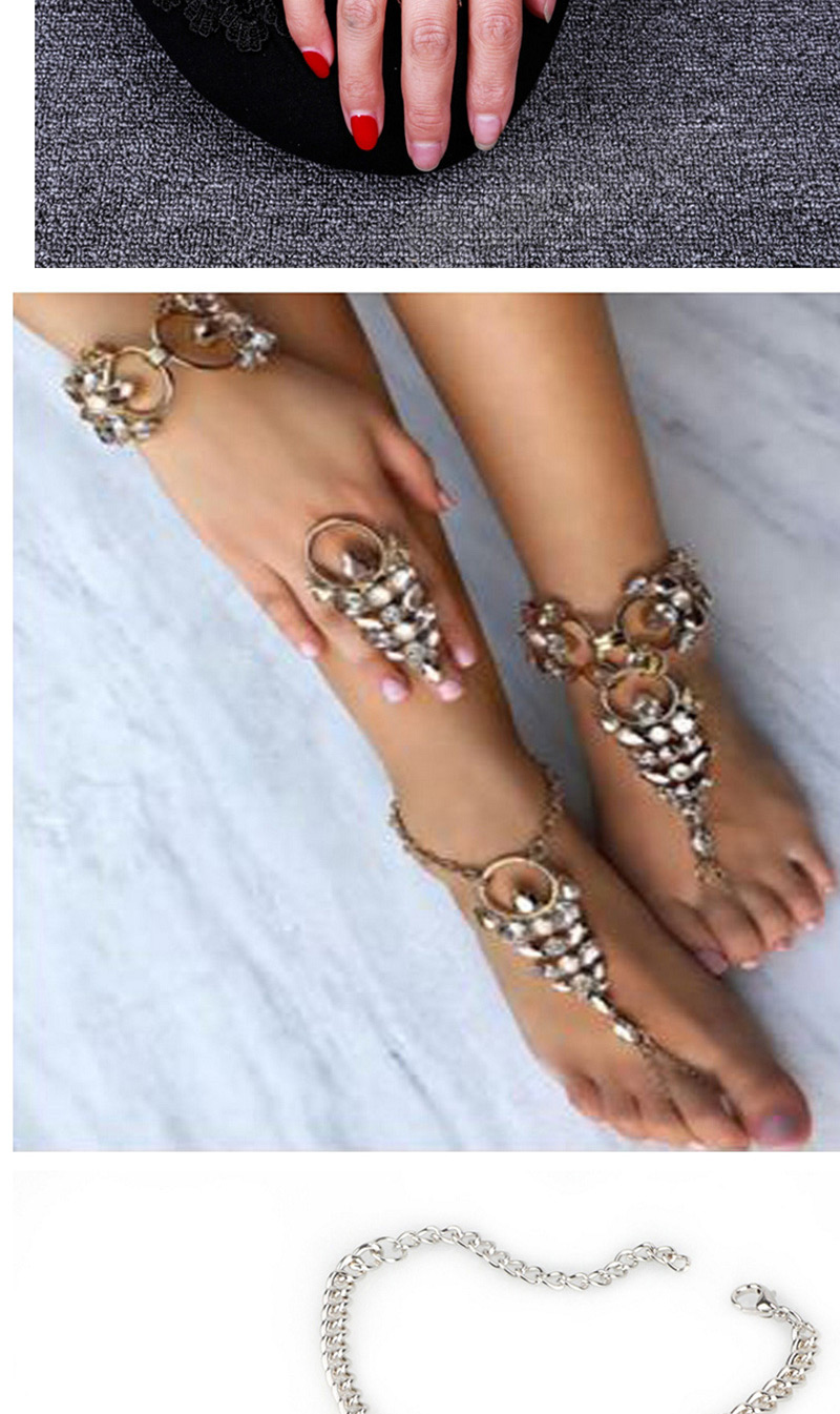Trendy Gray Oval Diamond Decorated Simple Bracelet,Fashion Anklets
