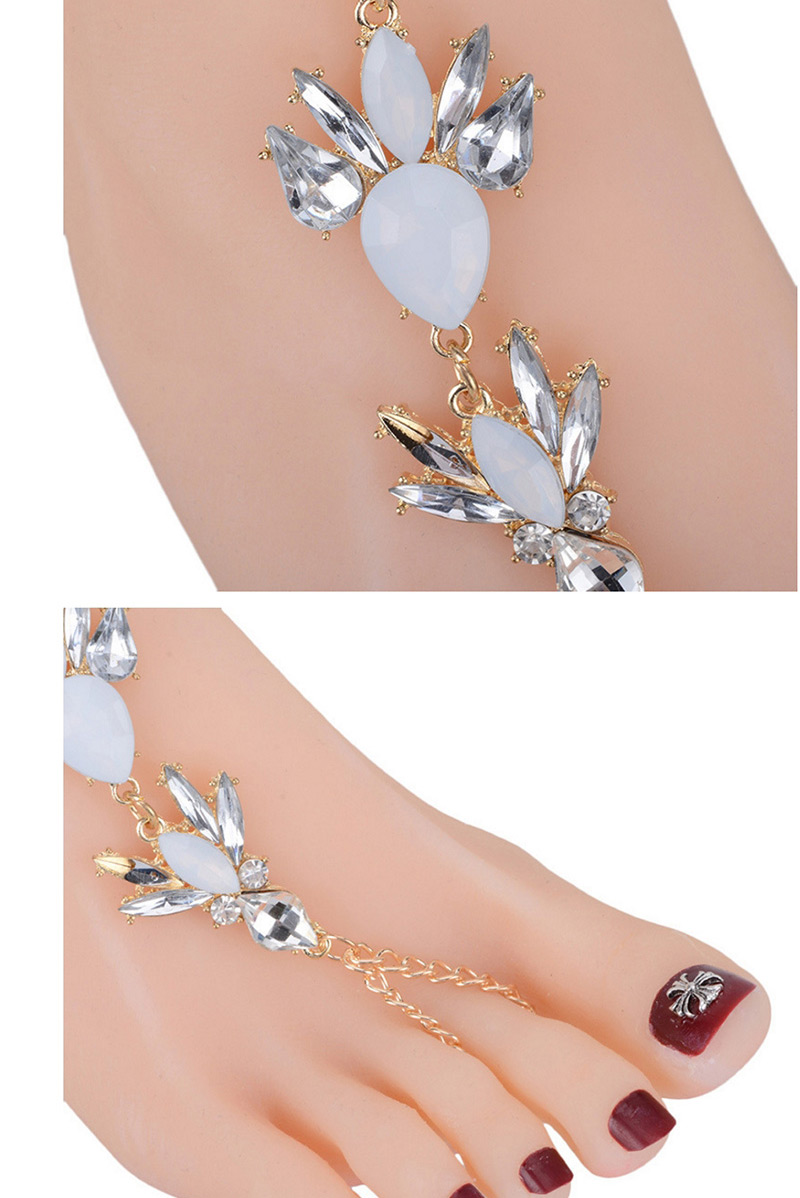Trendy White Oval Shape Gemstone Decorated Anklet,Fashion Anklets