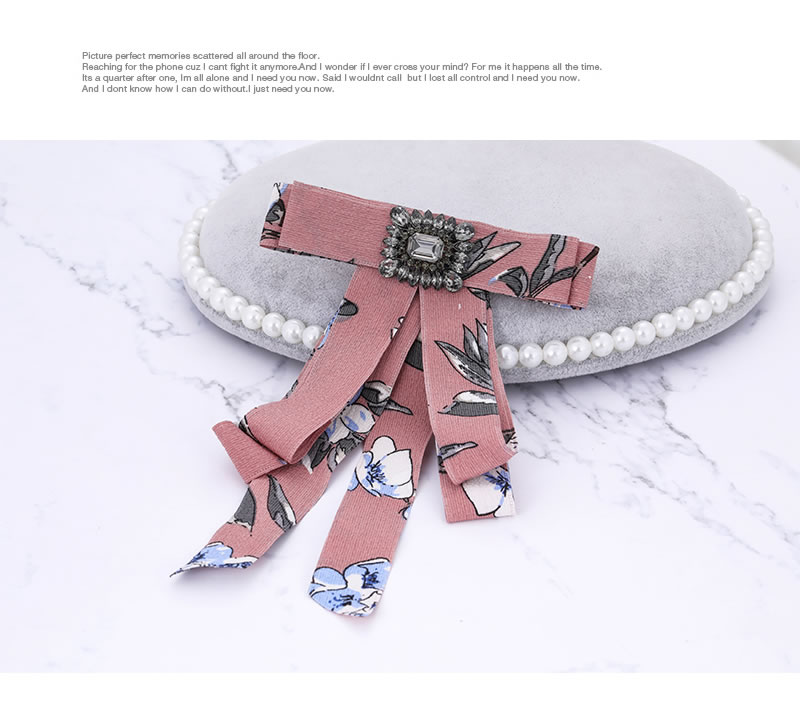 Elegant Pink Flower Pattern Decorated Bowknot Brooch,Korean Brooches