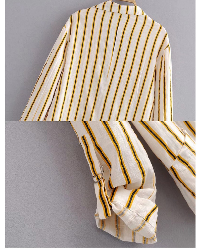 Fashion Yellow Stripe Pattern Decorated Coat,Coat-Jacket