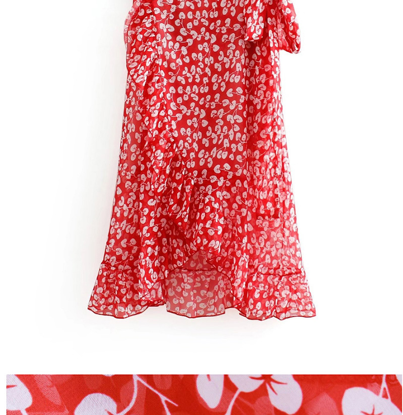 Fashion Red Flower Pattern Decorated Dress,Skirts