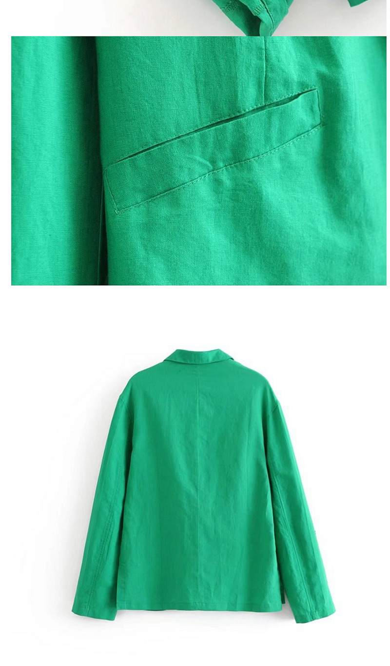 Fashion Green Pure Color Decorated Coat,Coat-Jacket