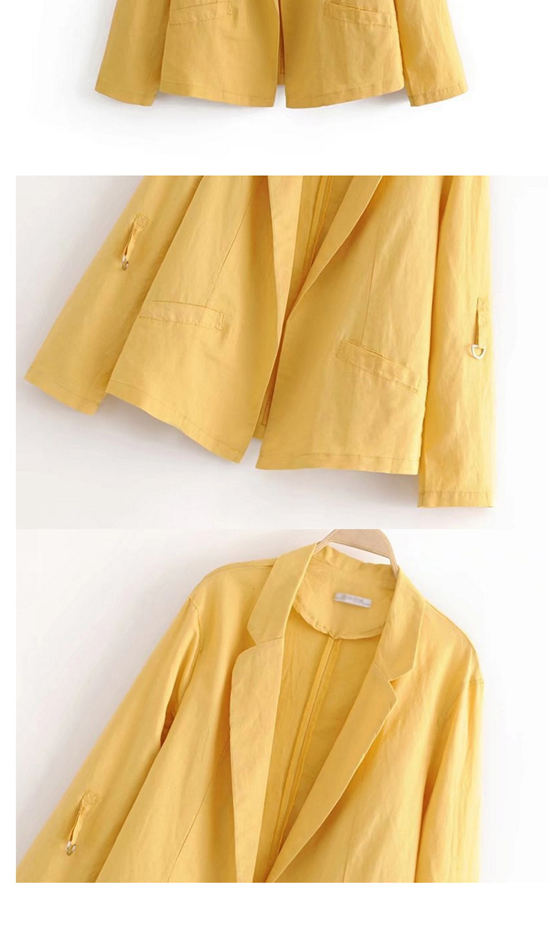 Fashion Yellow Pure Color Decorated Coat,Coat-Jacket
