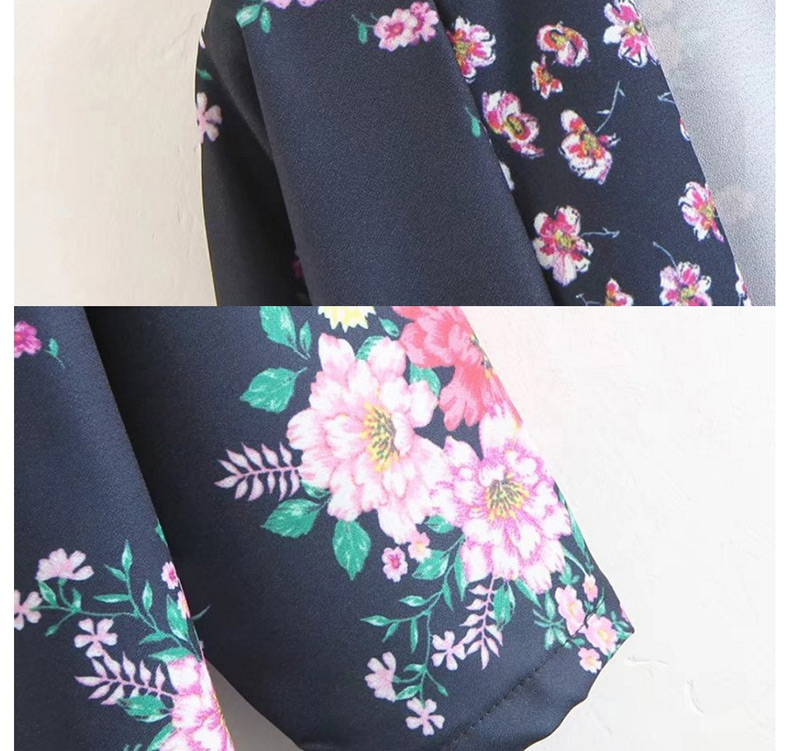 Fashion Multi-color Flower Pattern Decorated Kimono,Coat-Jacket