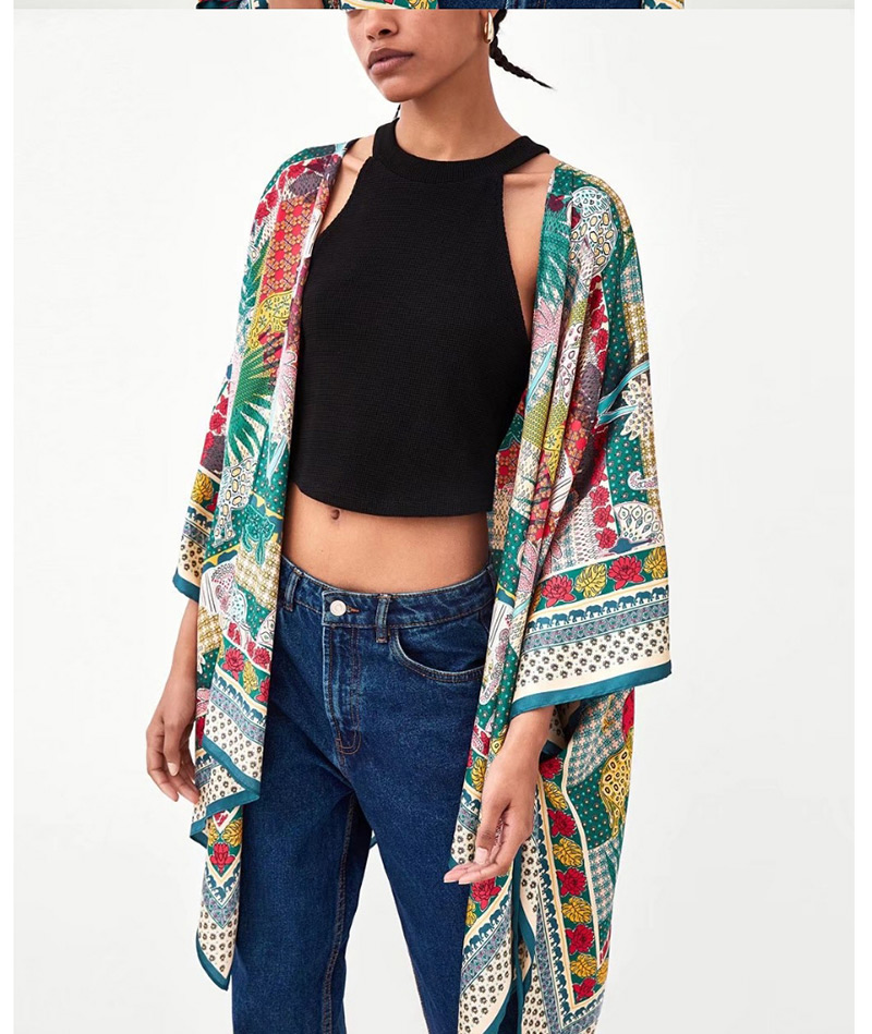 Fashion Multi-color Flower Pattern Decorated Blouse,Coat-Jacket