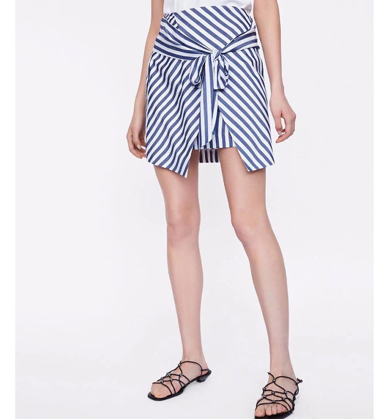 Fashion Cotton Stripe Pattern Decorated Skirt,Skirts