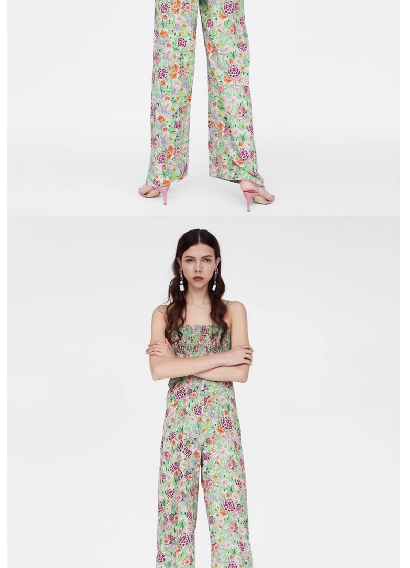 Fashion Multi-color Flower Pattern Decorated Suspender Dress,Pants
