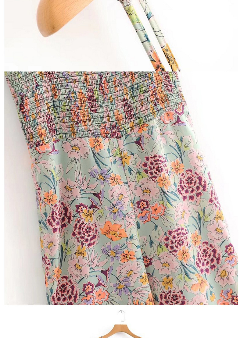 Fashion Multi-color Flower Pattern Decorated Suspender Dress,Pants