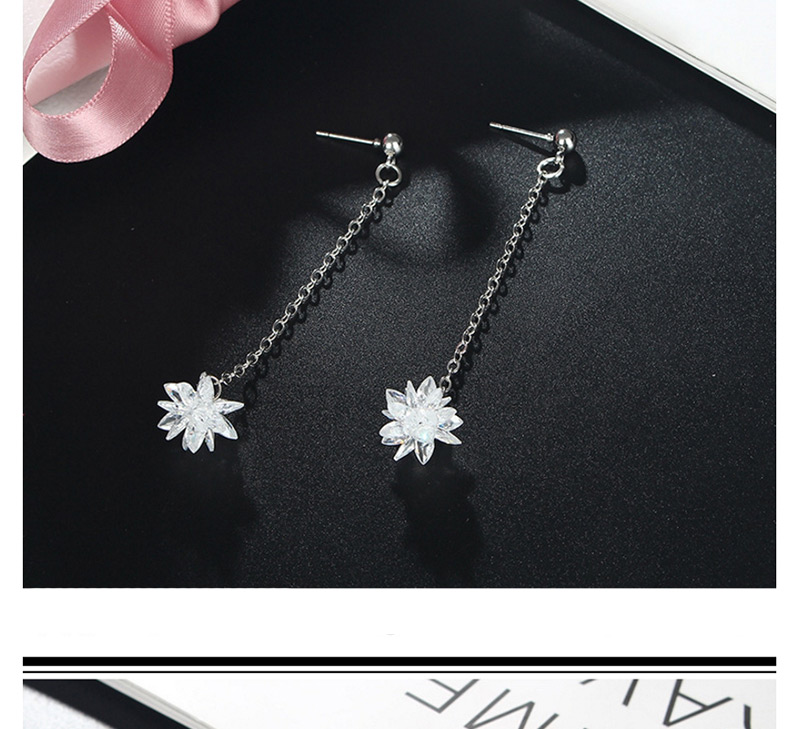 Elegant White Hollow Out Design Snowflake Shape Earrings,Drop Earrings