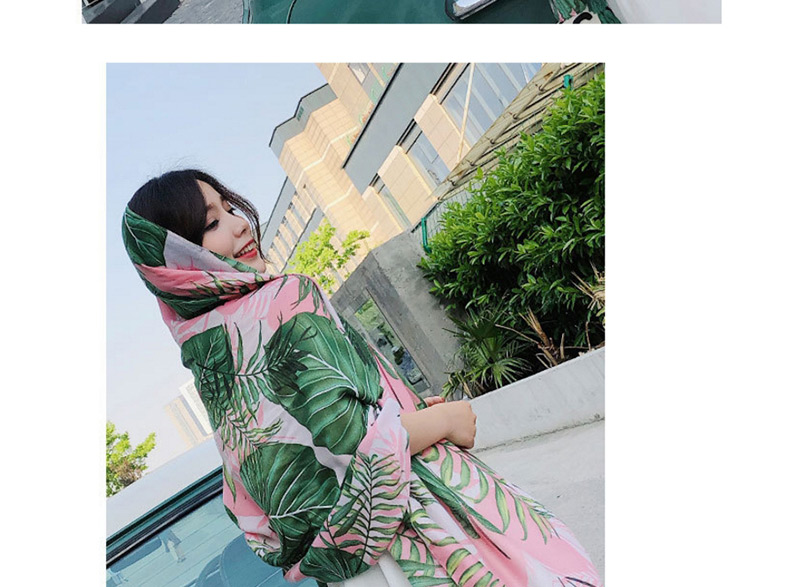 Fashion Green+pink Leaf Pattern Decorated Shawl,Thin Scaves