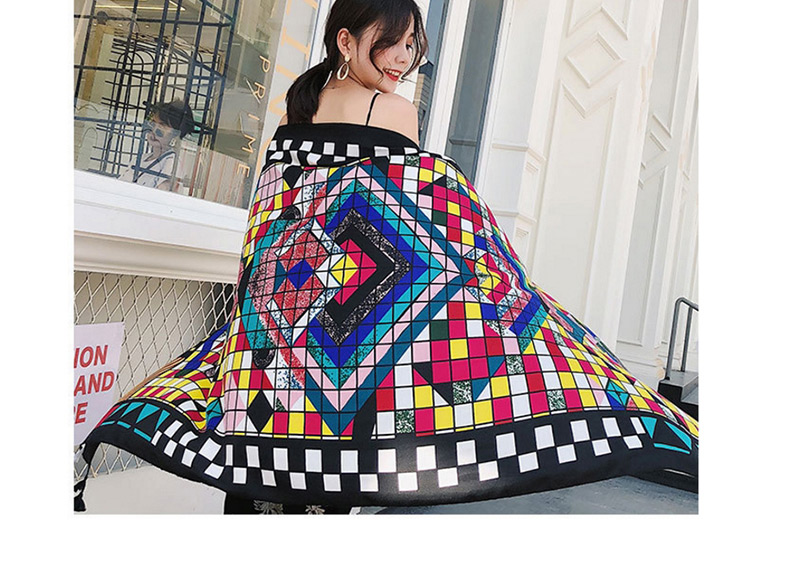 Fashion Multi-color Grid Pattern Decorated Shawl,Thin Scaves