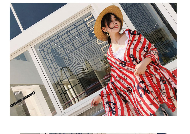 Fashion Red Stripe Pattern Decorated Shawl,Thin Scaves