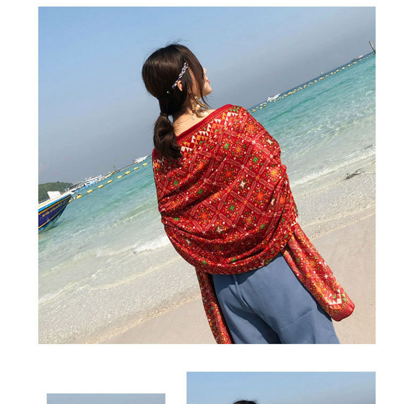 Fashion Red Grid Pattern Decorated Shawl,Thin Scaves