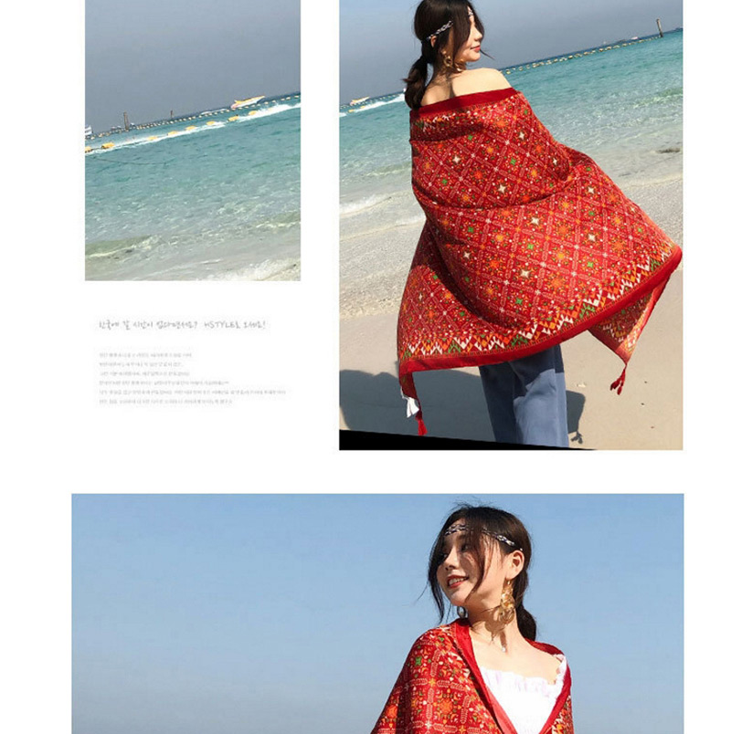 Fashion Red Grid Pattern Decorated Shawl,Thin Scaves