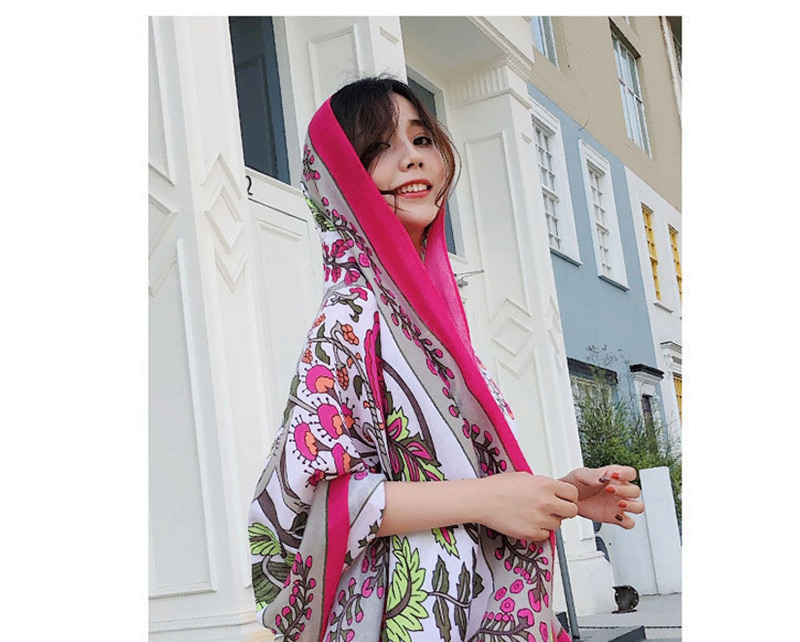 Fashion Pink Flower Pattern Decorated Shawl,Thin Scaves