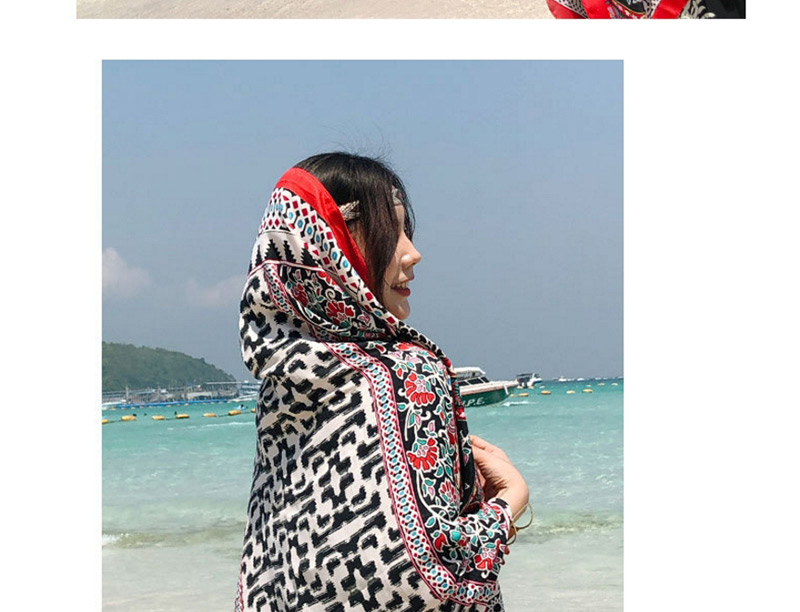 Fashion Red Flower Pattern Decorated Shawl,Thin Scaves