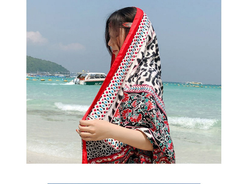 Fashion Red Flower Pattern Decorated Shawl,Thin Scaves