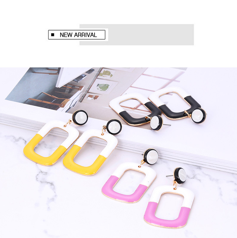 Fashion Yellow Square Shape Decorated Color-matching Earrings,Drop Earrings