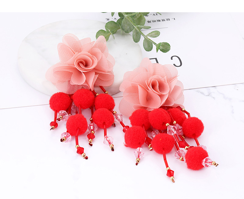 Fashion Black Flower Shape Decorated Tassel Earrings,Drop Earrings