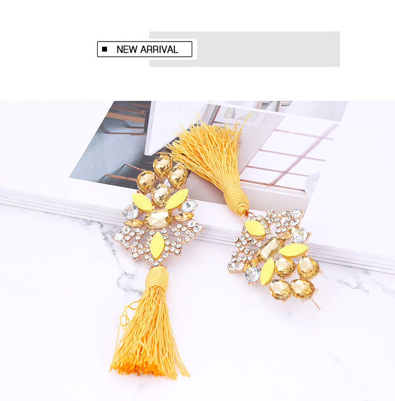 Fashion Yellow Hollow Out Design Tassel Earrings,Drop Earrings
