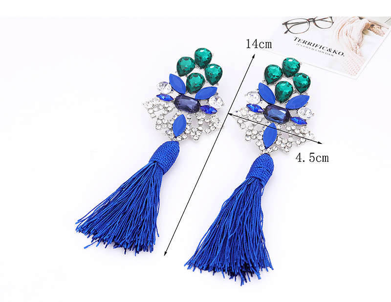 Fashion Sapphire Blue Hollow Out Design Tassel Earrings,Drop Earrings