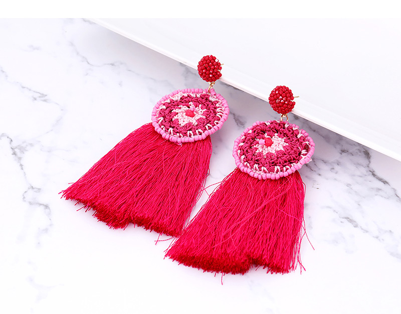 Fashion Plum Red Tassel Decorated Earrings,Drop Earrings