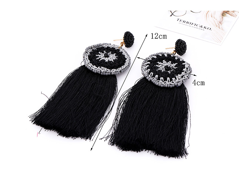 Fashion Black Tassel Decorated Earrings,Drop Earrings