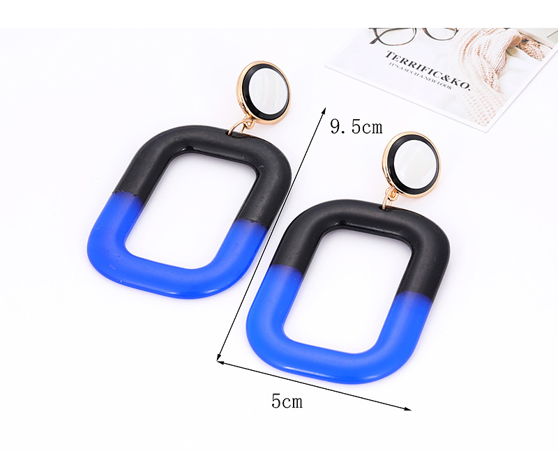 Fashion Blue Square Shape Decorated Color-matching Earrings,Drop Earrings
