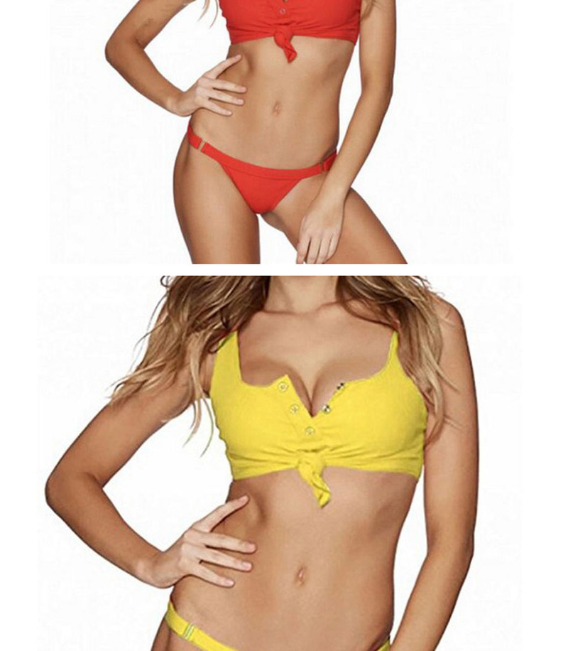 Sexy Yellow Pure Color Decorated Swimwear,Bikini Sets