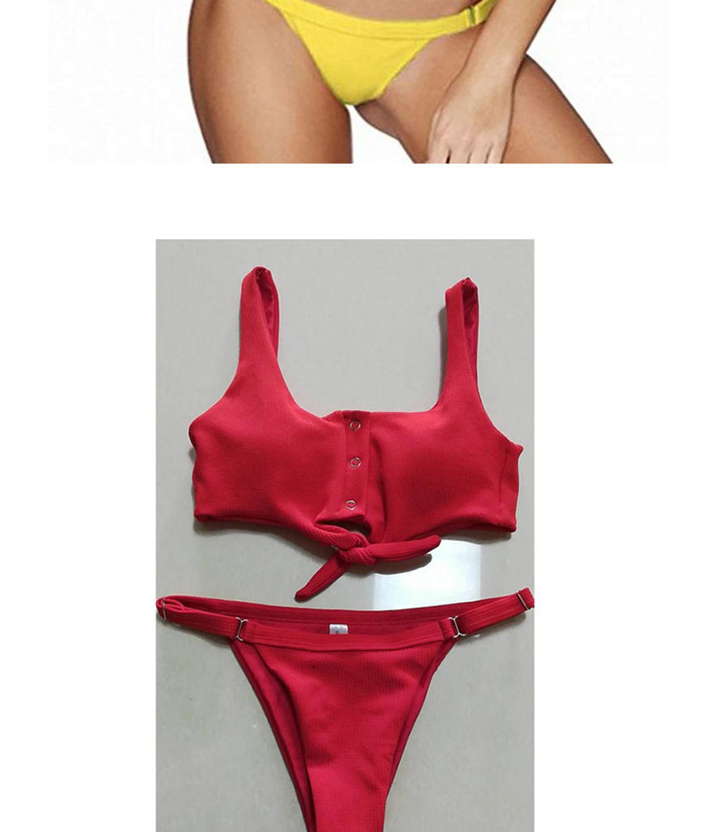 Sexy Red Pure Color Decorated Swimwear,Bikini Sets